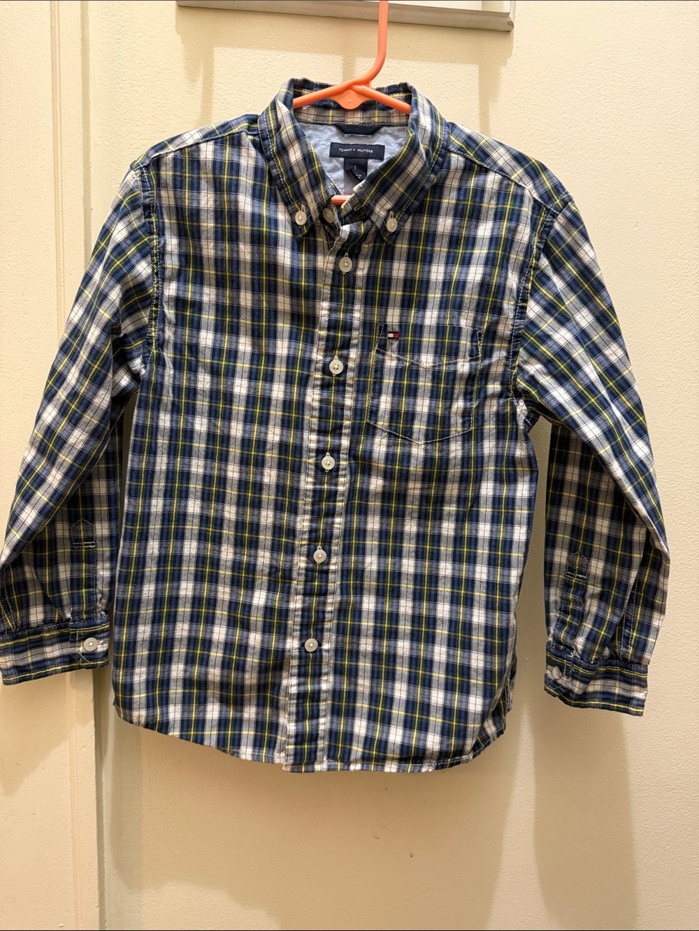 Tommy Hilfiger Navy, Green & White Plaid Button-Down Shirt